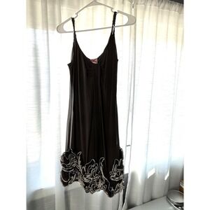 Gray Silk Blend Dress Ruffle Trim Accents Elegant Yoana Baraschi